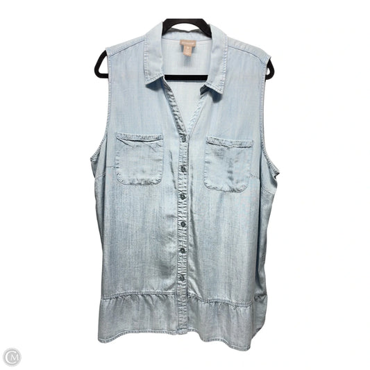 Top Sleeveless By Chicos In Blue, Size: Xl