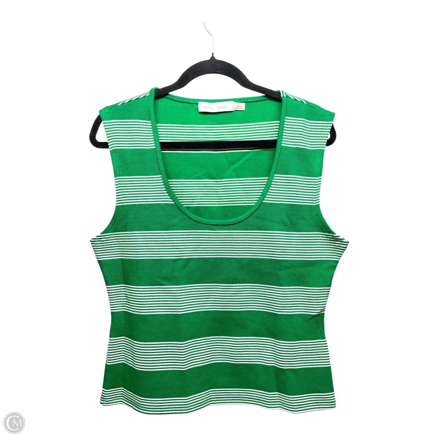 Top Sleeveless By Bishop + Young In Green & White, Size: L