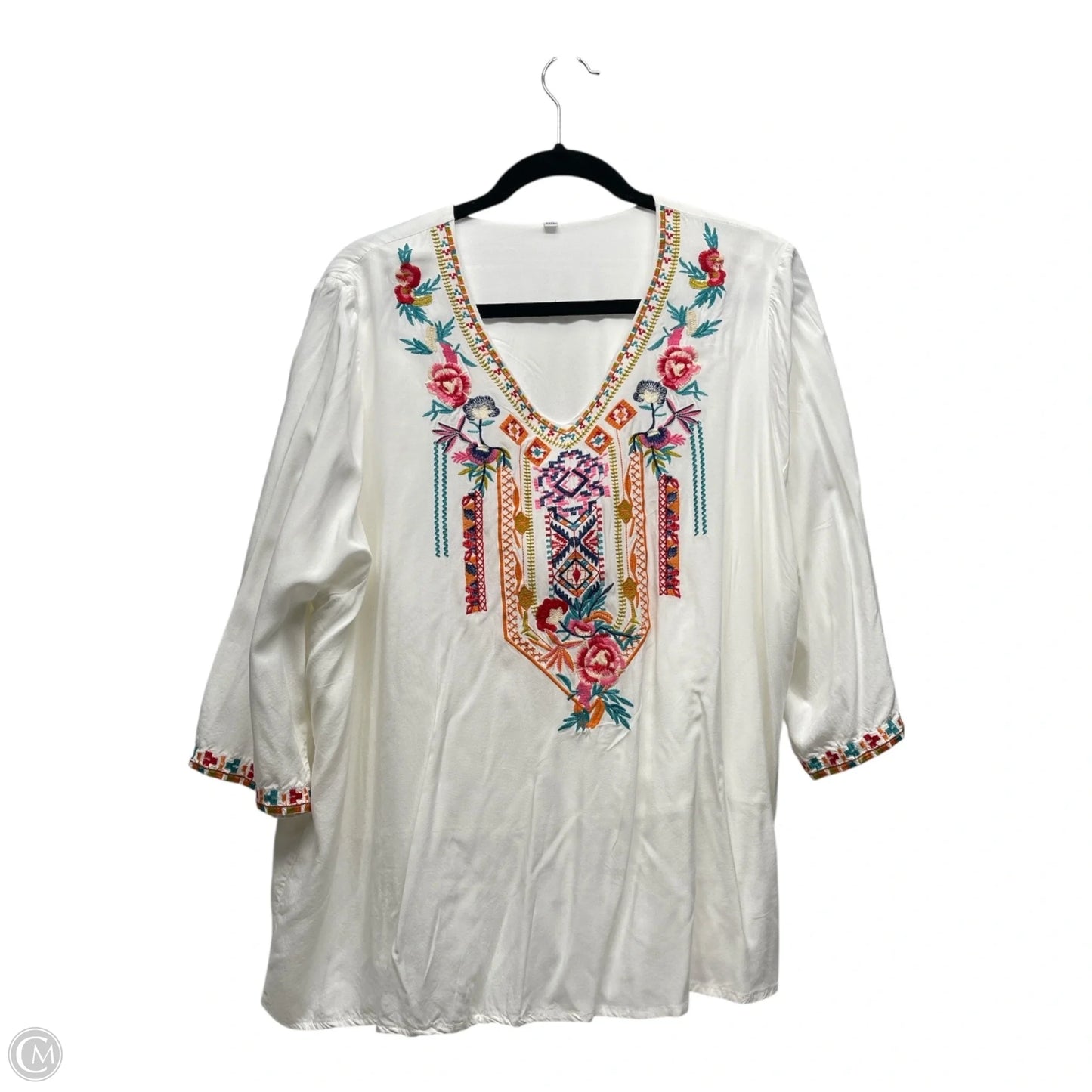Top 3/4 Sleeve By Clothes Mentor In Floral Print, Size: 2x