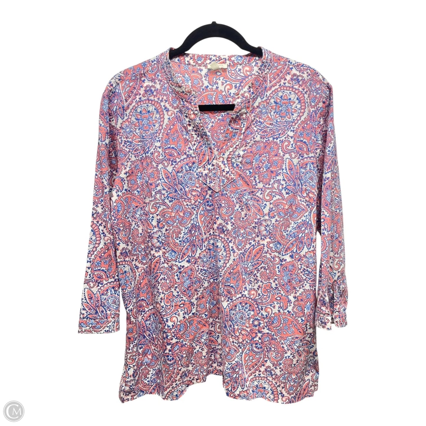 Top Long Sleeve By Talbots In Blue & Orange, Size: L