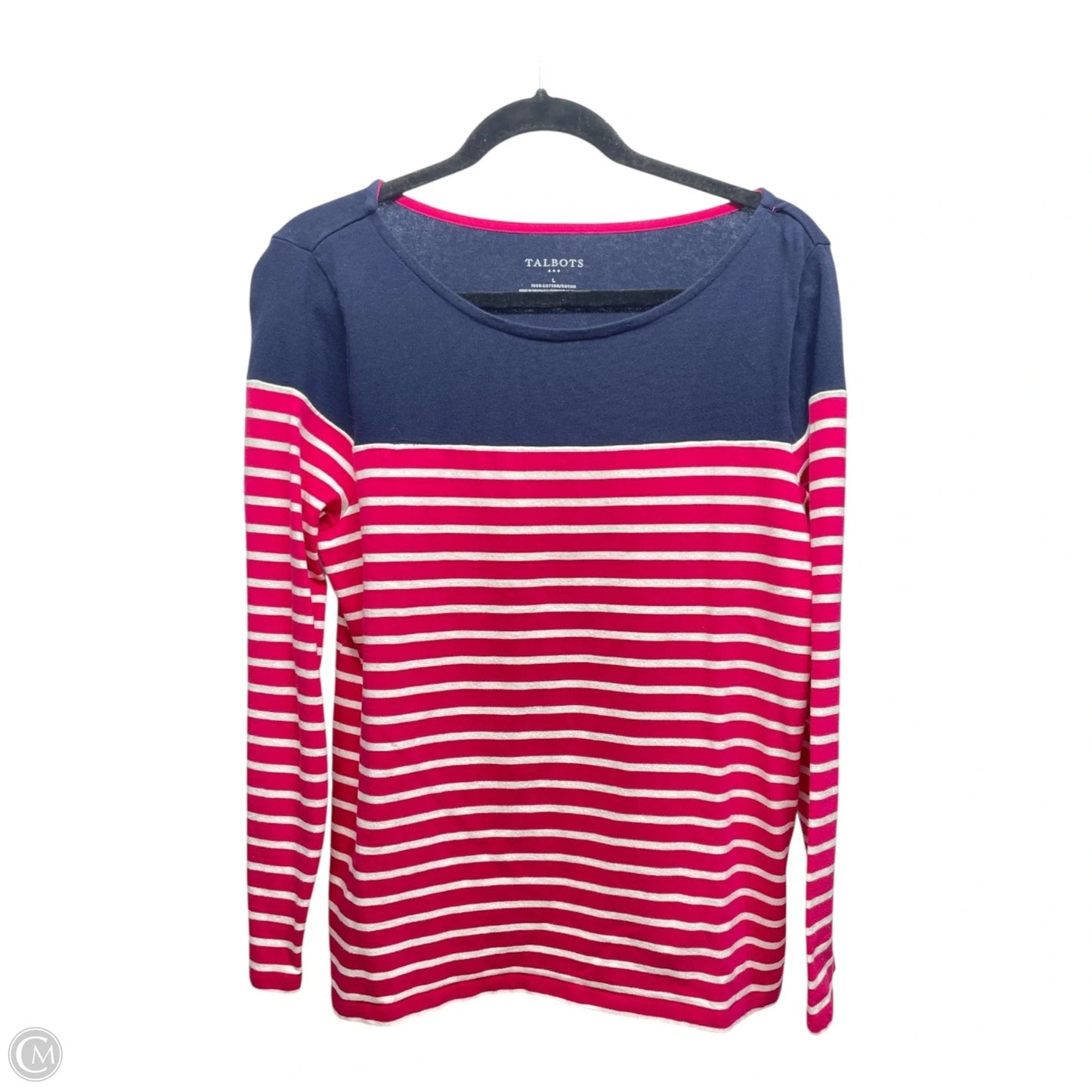 Top Long Sleeve By Talbots In Blue & Pink, Size: L