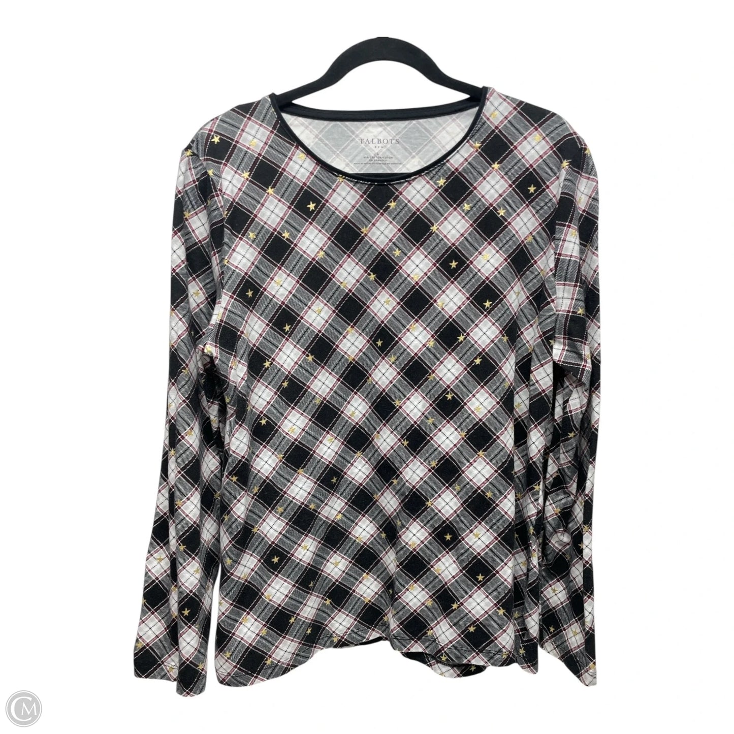 Top Long Sleeve By Talbots In Plaid Pattern, Size: L