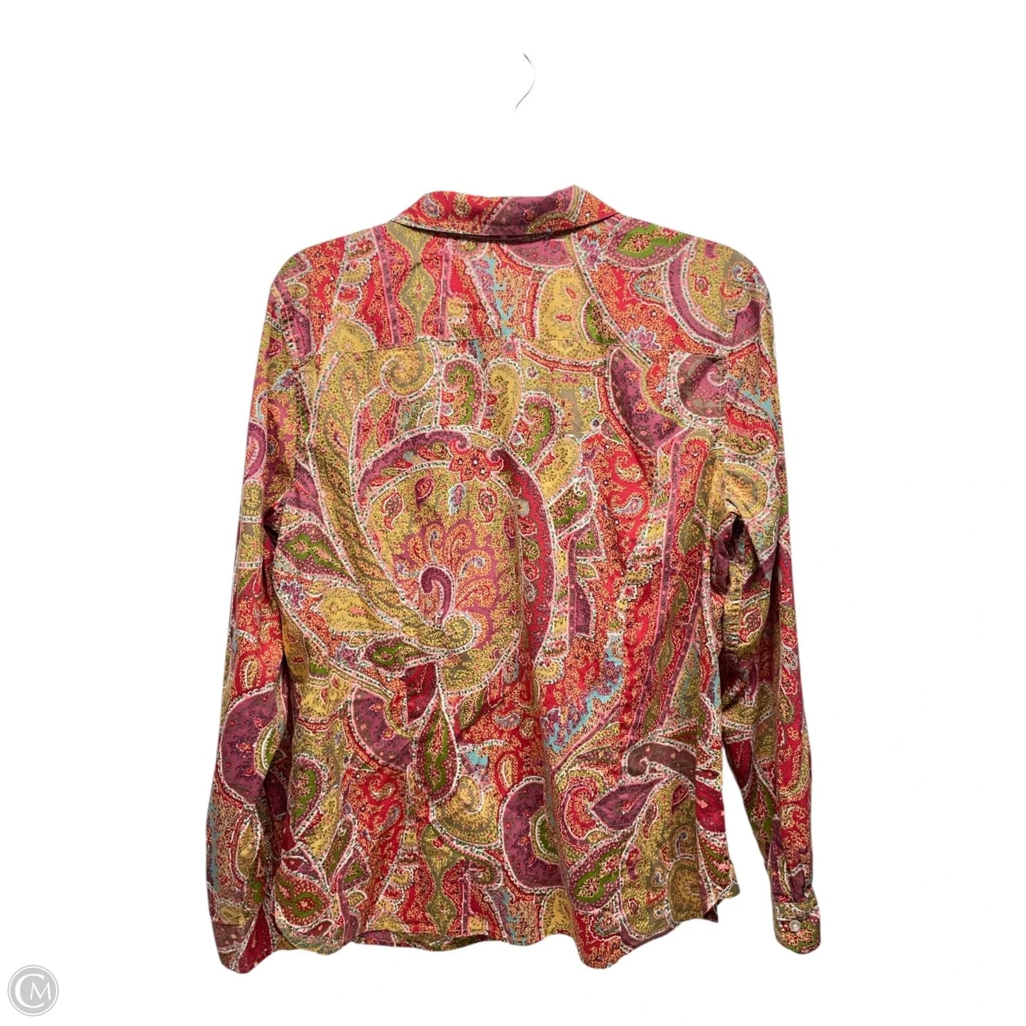 Top Long Sleeve By Talbots In Red & Yellow, Size: L