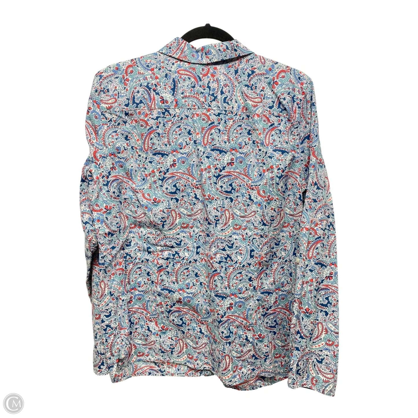 Top Long Sleeve By Talbots In Blue & White, Size: L