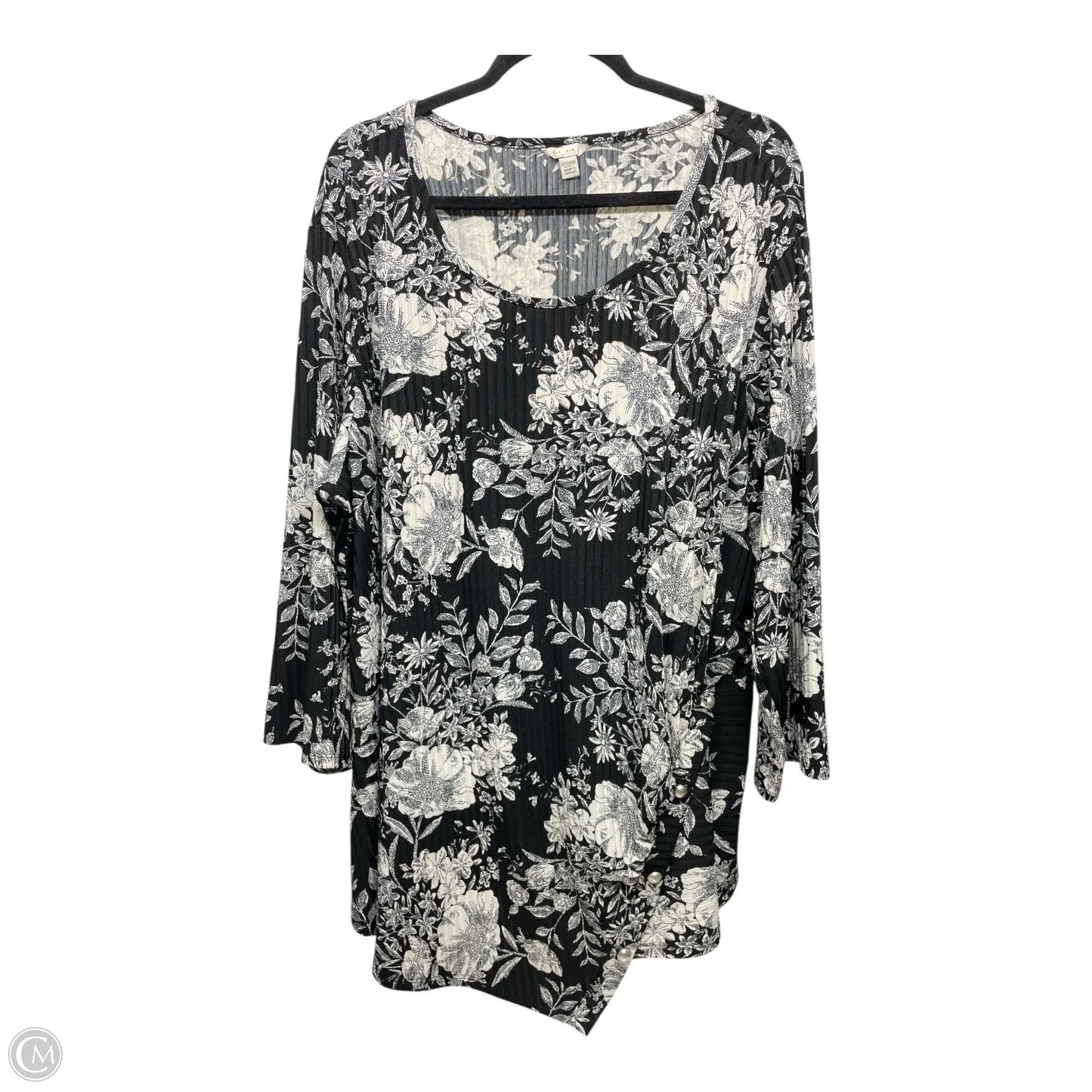 Top Long Sleeve By Cato In Black & White, Size: 3x