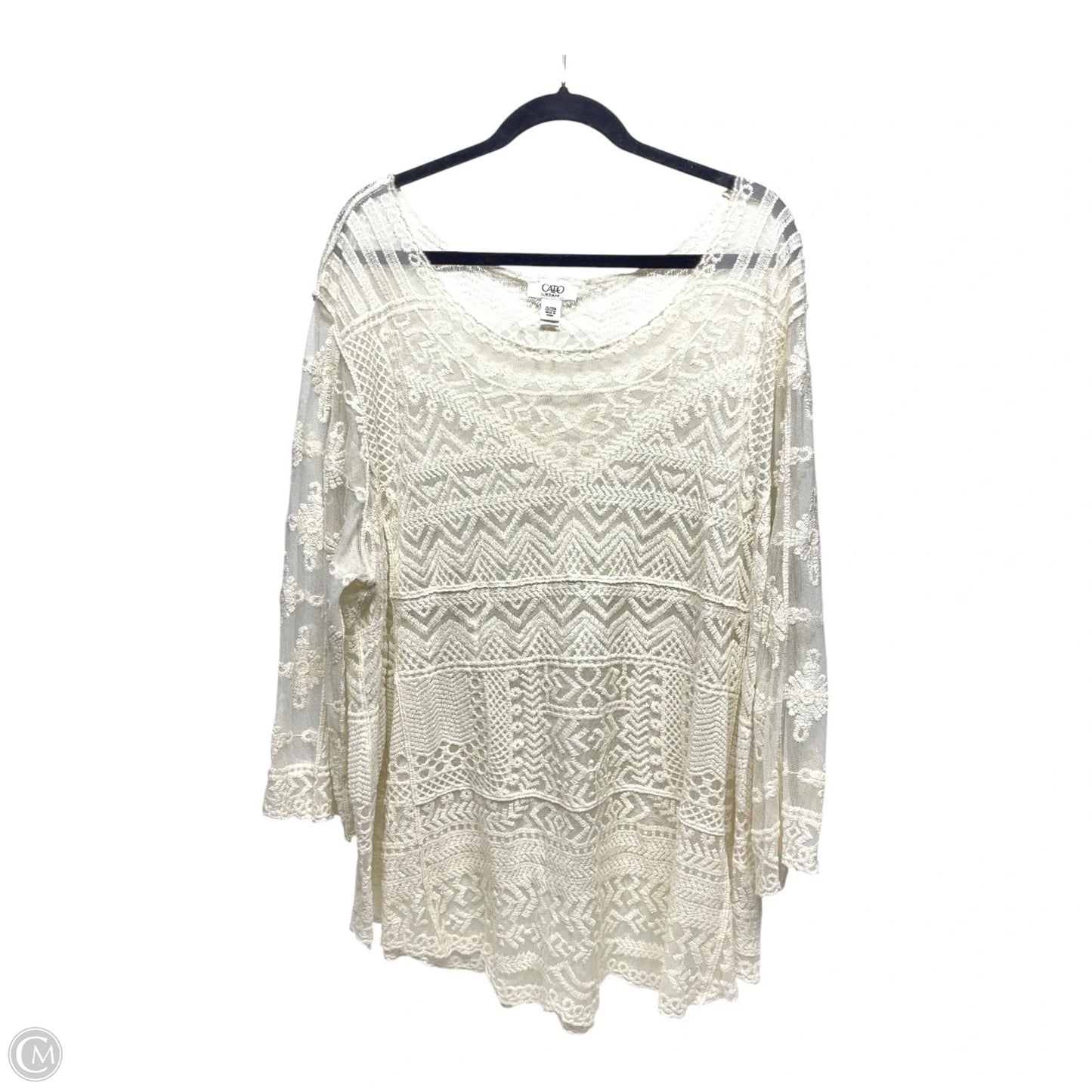 Top Long Sleeve By Cato In White, Size: 4x
