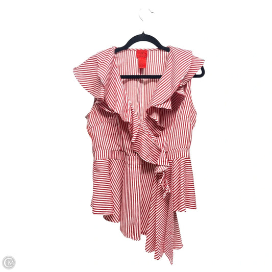 Top Short Sleeve By Cristina In Red & White, Size: L