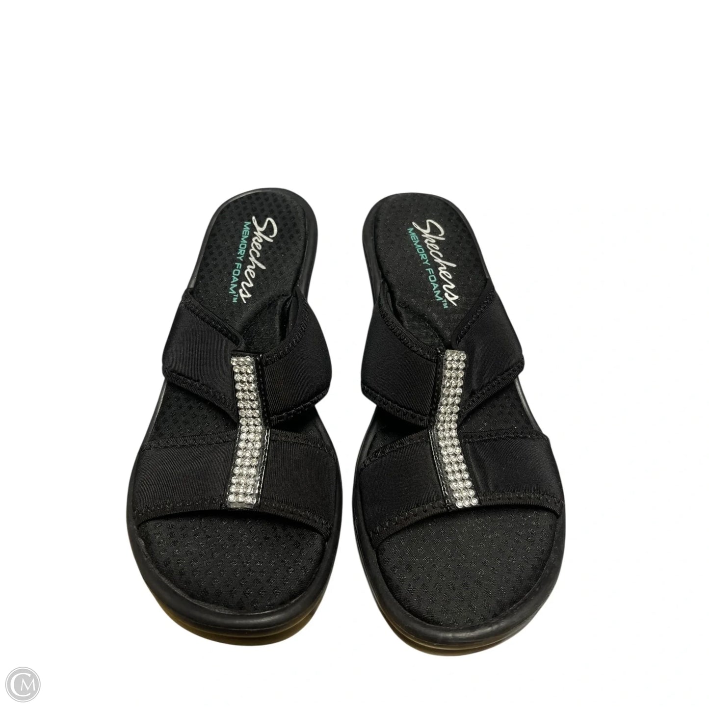 Sandals Heels Wedge By Skechers In Black, Size: 6