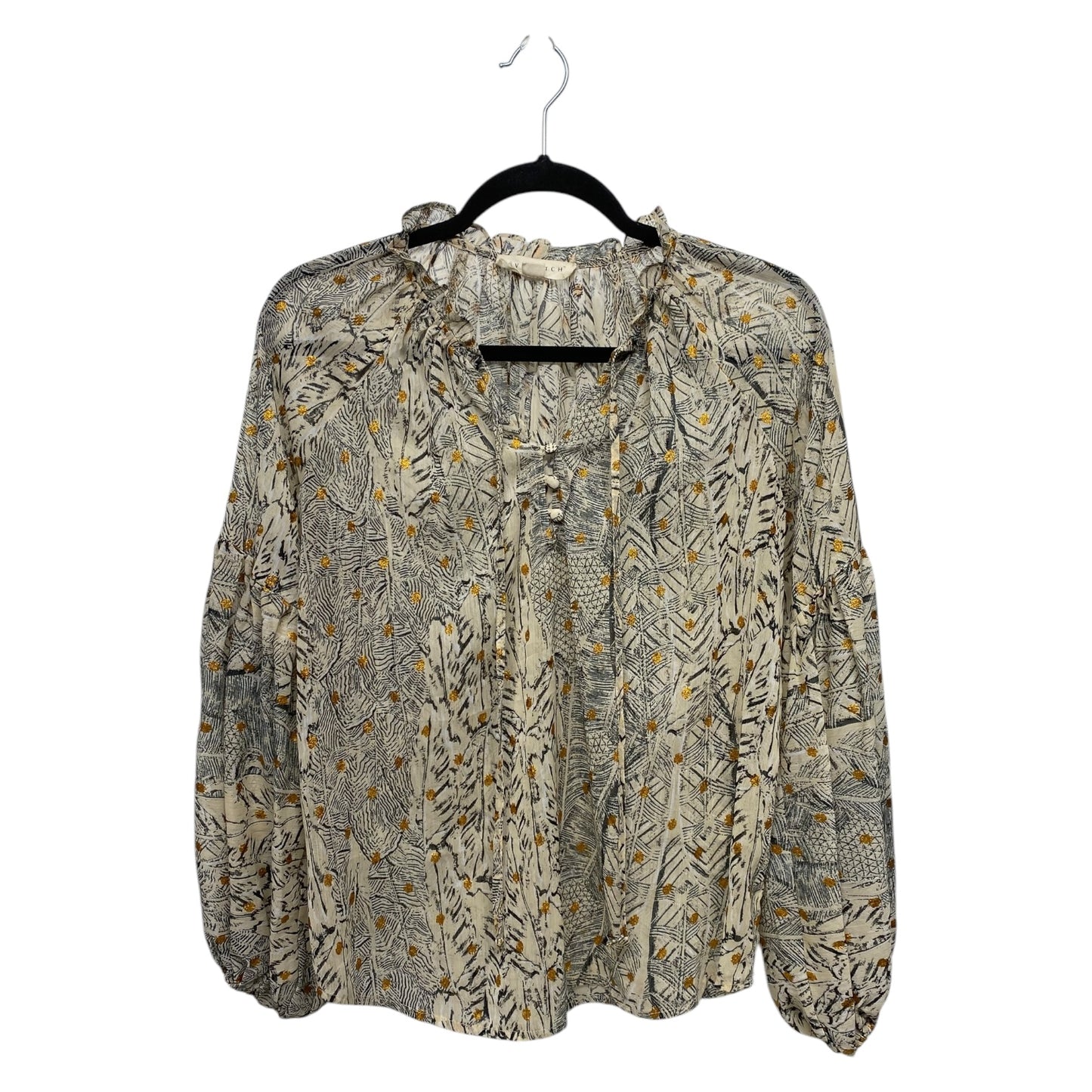 Top Long Sleeve By Love Stitch In Black & Cream, Size: S
