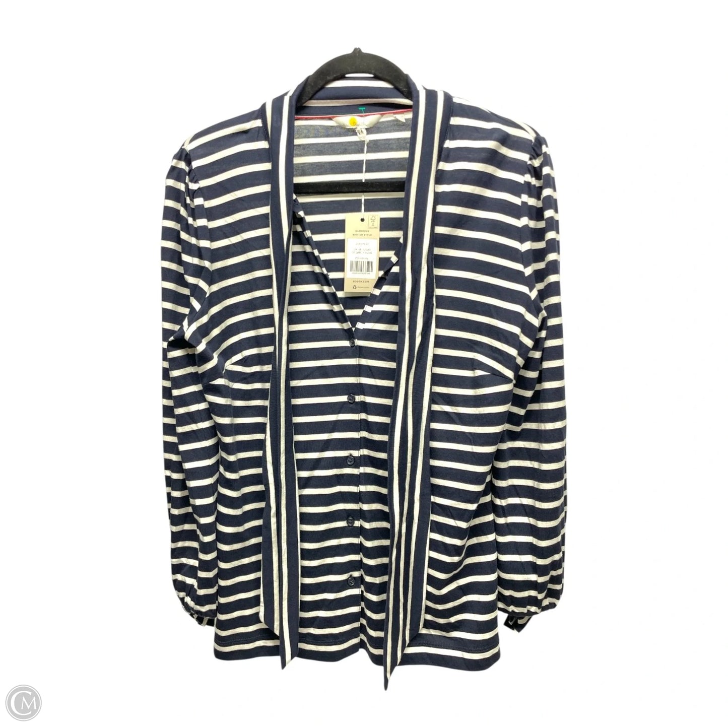 Top Long Sleeve By Boden In Blue & White, Size: M