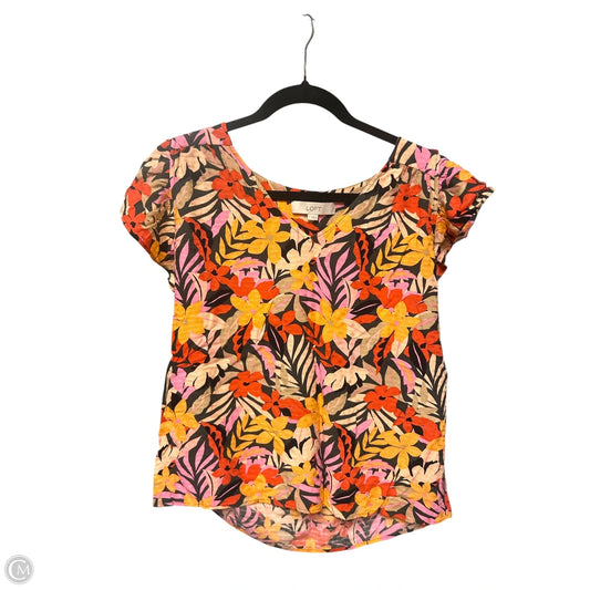 Top Short Sleeve By Loft In Floral Print, Size: S