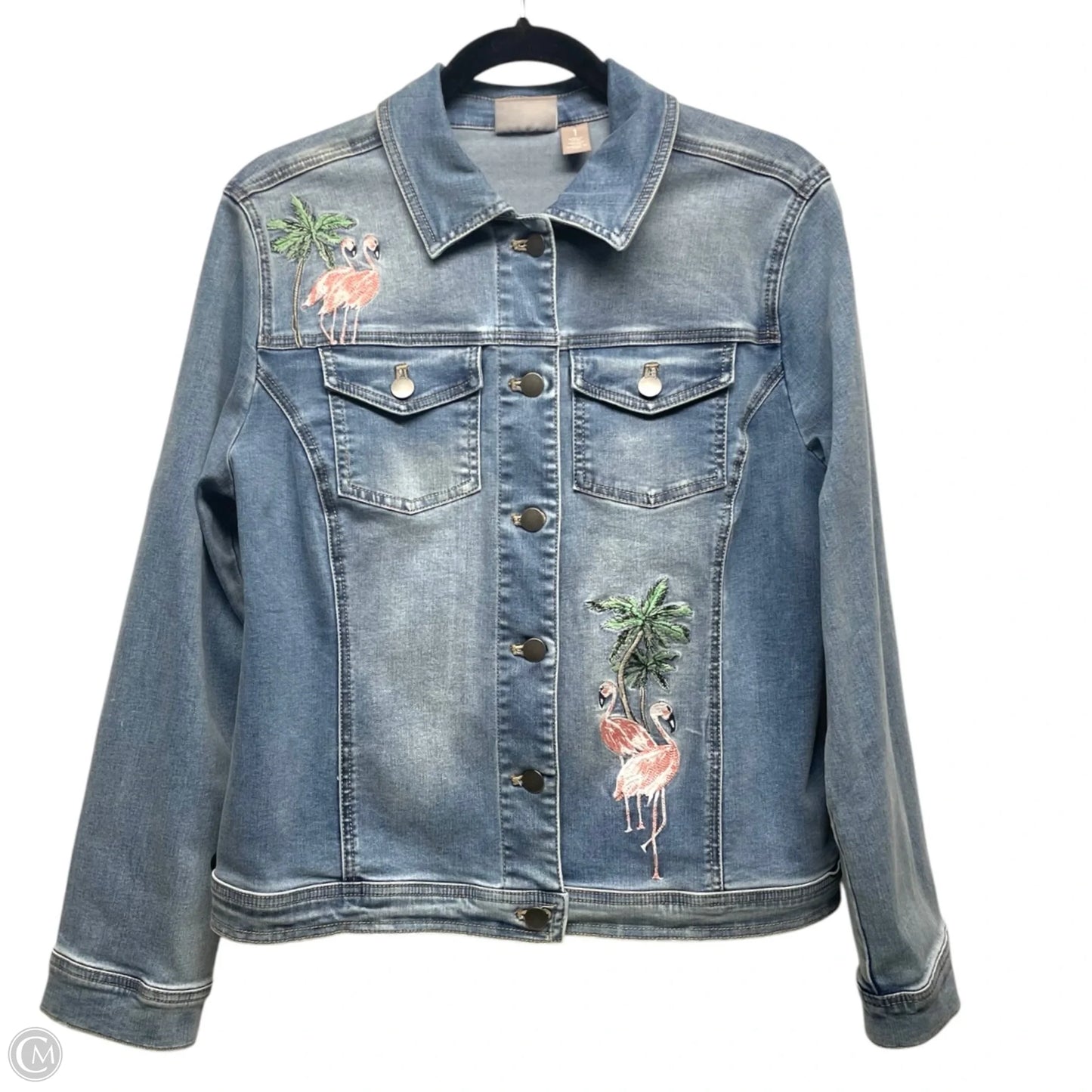 Jacket Denim By Chicos In Blue, Size: M