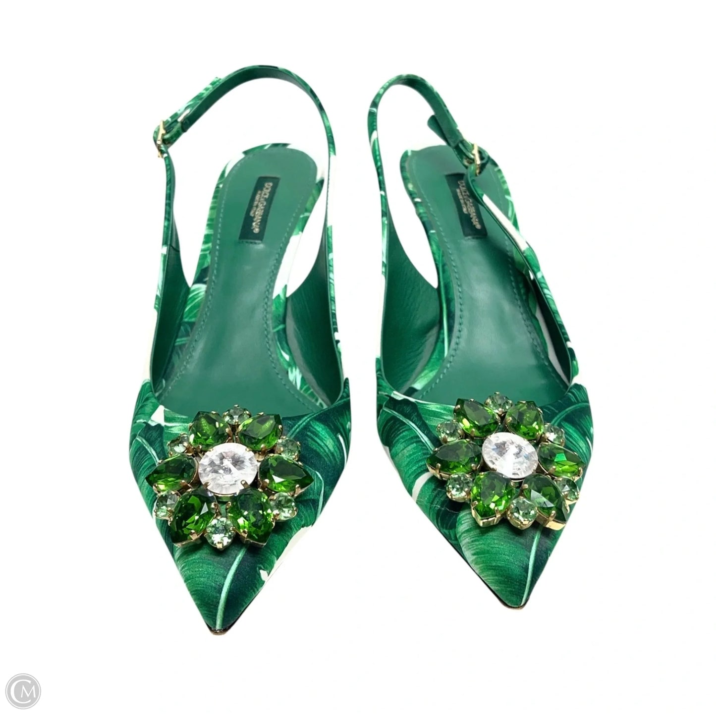 Shoes Luxury Designer By Dolce And Gabbana In Green & White, Size: 7.5