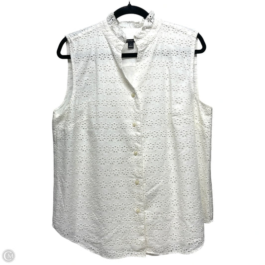 Top Sleeveless By Ann Taylor In White, Size: L