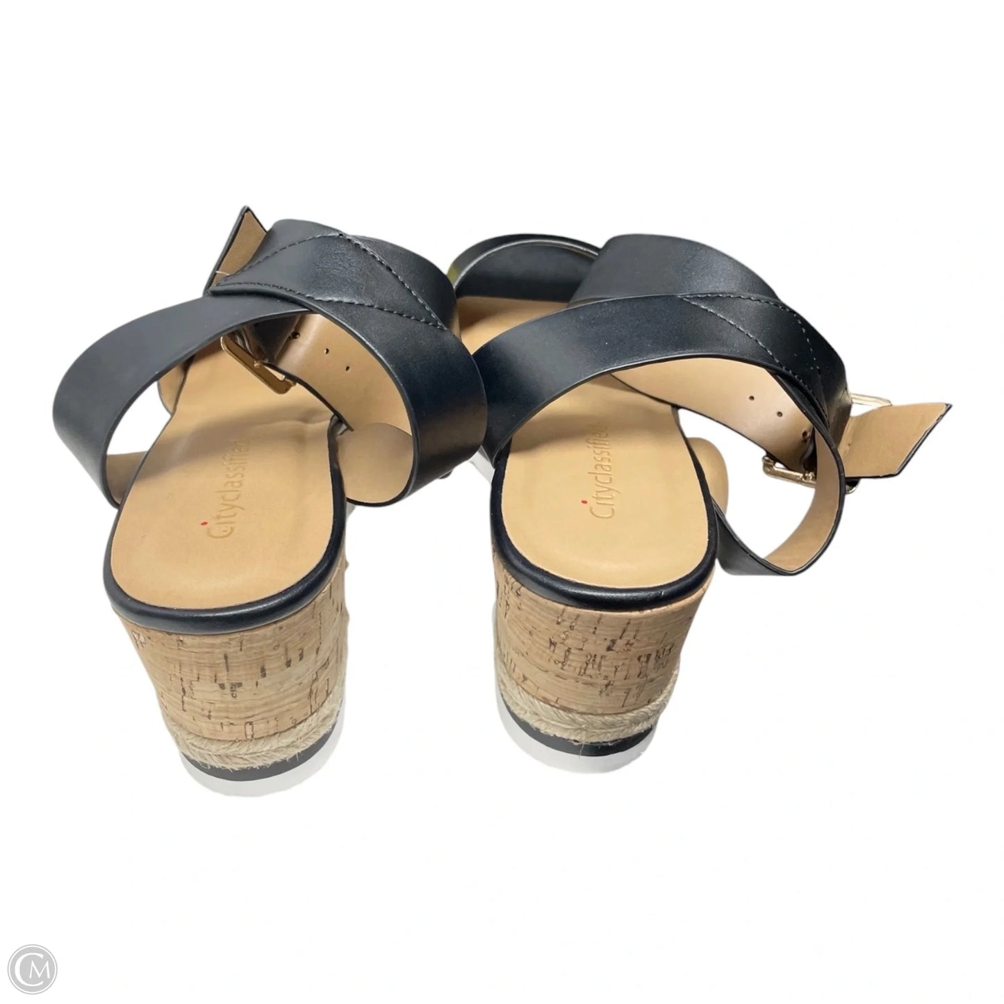 Sandals Heels Wedge By City Classified In Black & Tan, Size: 9
