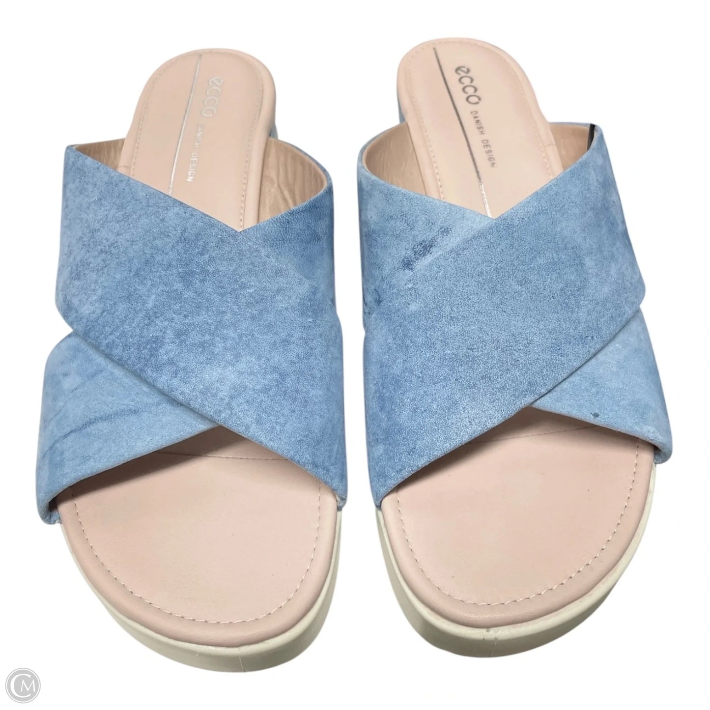 Sandals Heels Wedge By Ecco In Blue & White, Size: 7