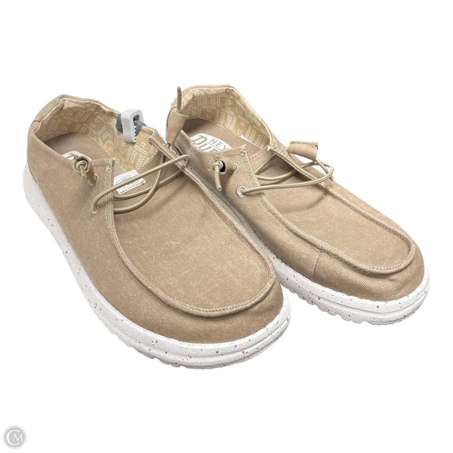 Shoes Flats By Hey Dude In Tan & White, Size: 8