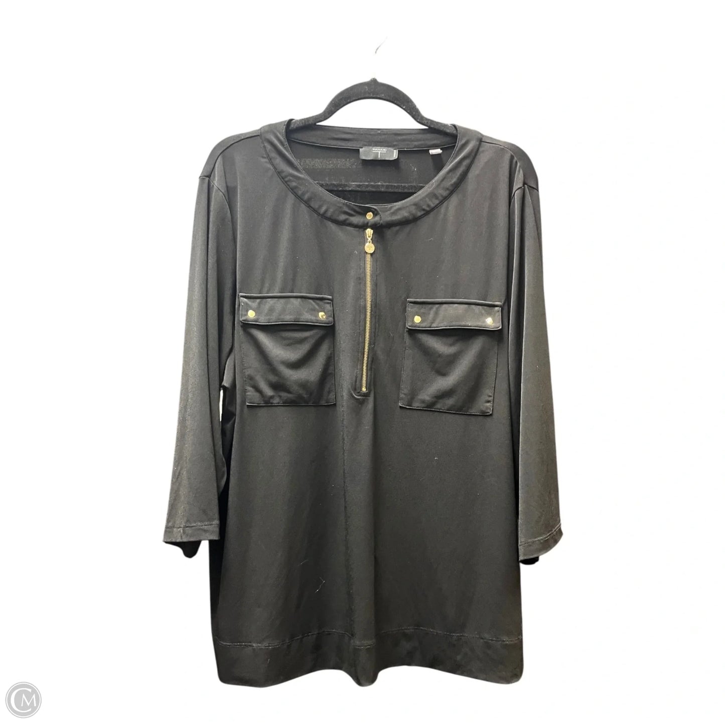 Top Long Sleeve By Tahari In Black, Size: 2x