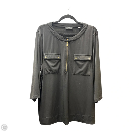 Top Long Sleeve By Tahari In Black, Size: 2x