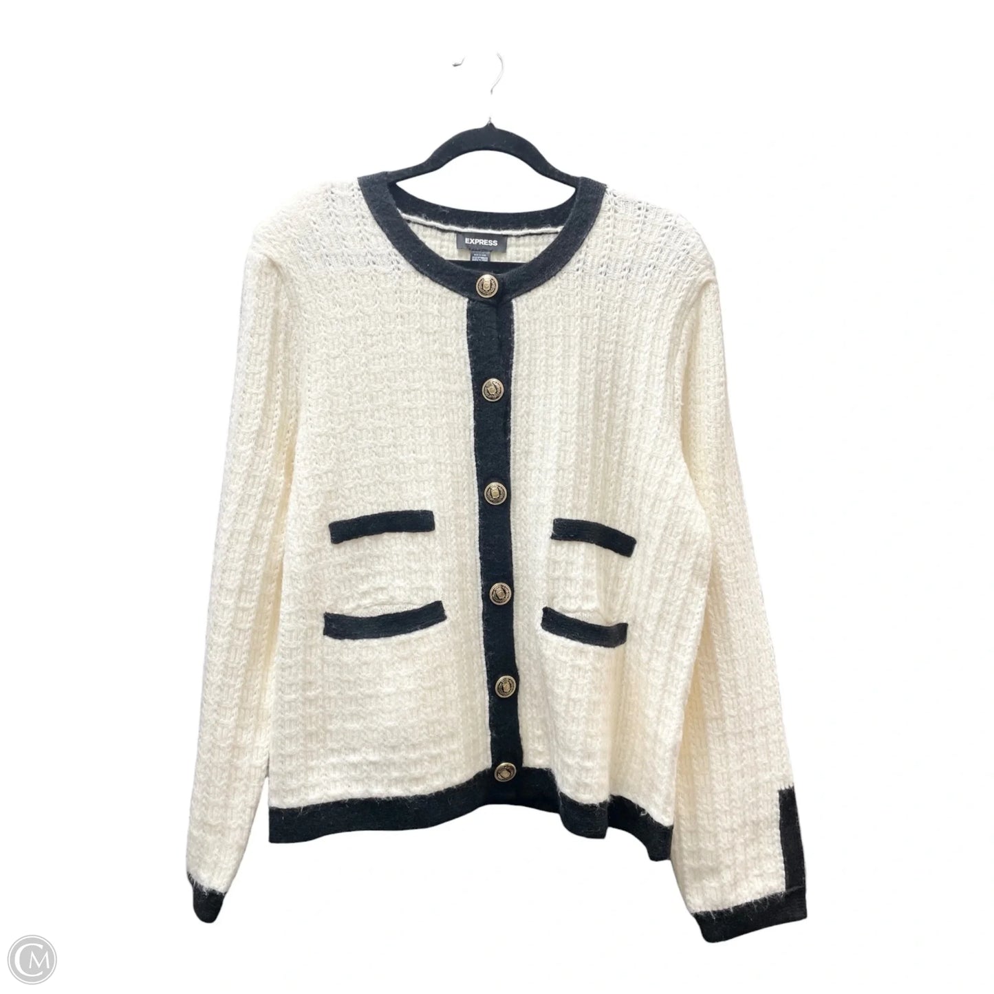 Sweater Cardigan By Express In Black & White, Size: Xl