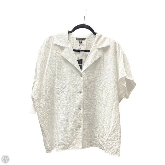 Top Short Sleeve By Saks Fifth Avenue In White, Size: Xl