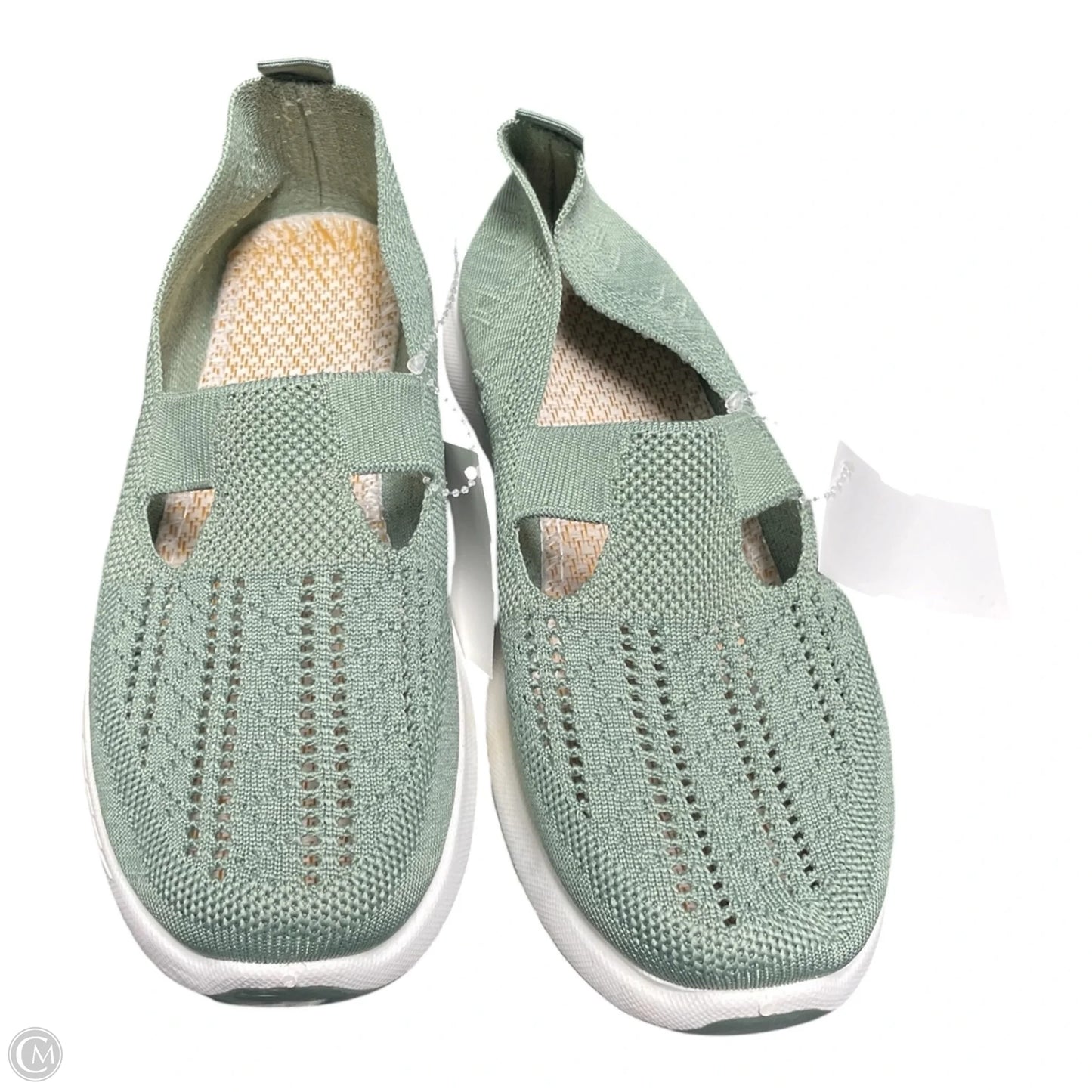 Shoes Flats By Clothes Mentor In Green & White, Size: 9.5