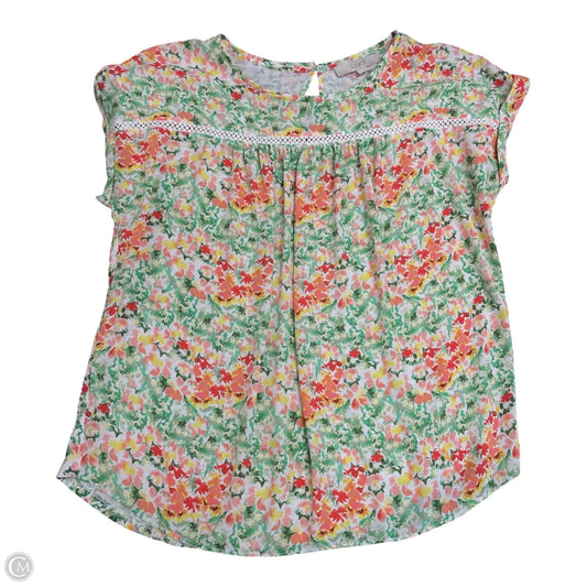 Top Short Sleeve By Loft In Floral Print, Size: M