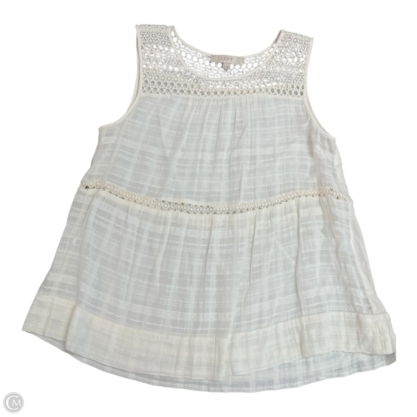 Top Sleeveless By Loft In White, Size: M
