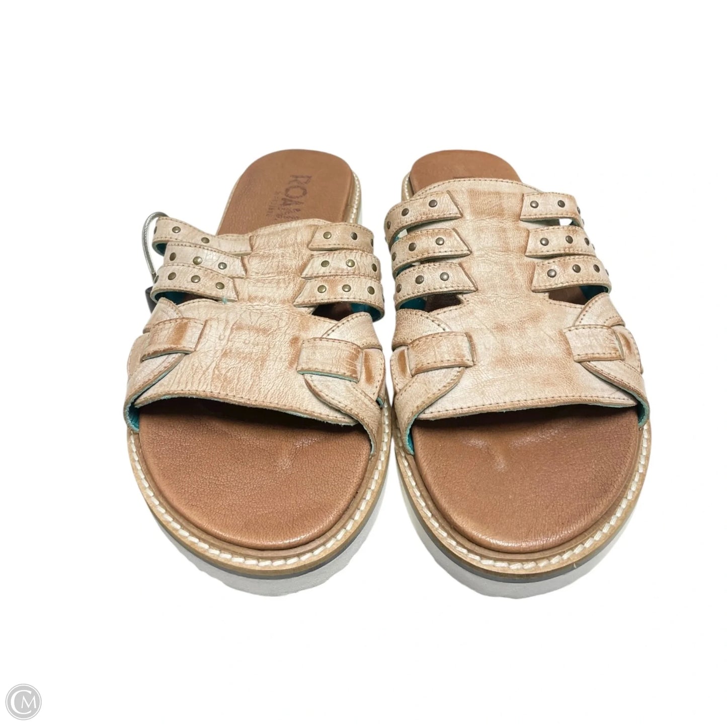 Sandals Heels Platform By Bed Stu In Tan, Size: 9