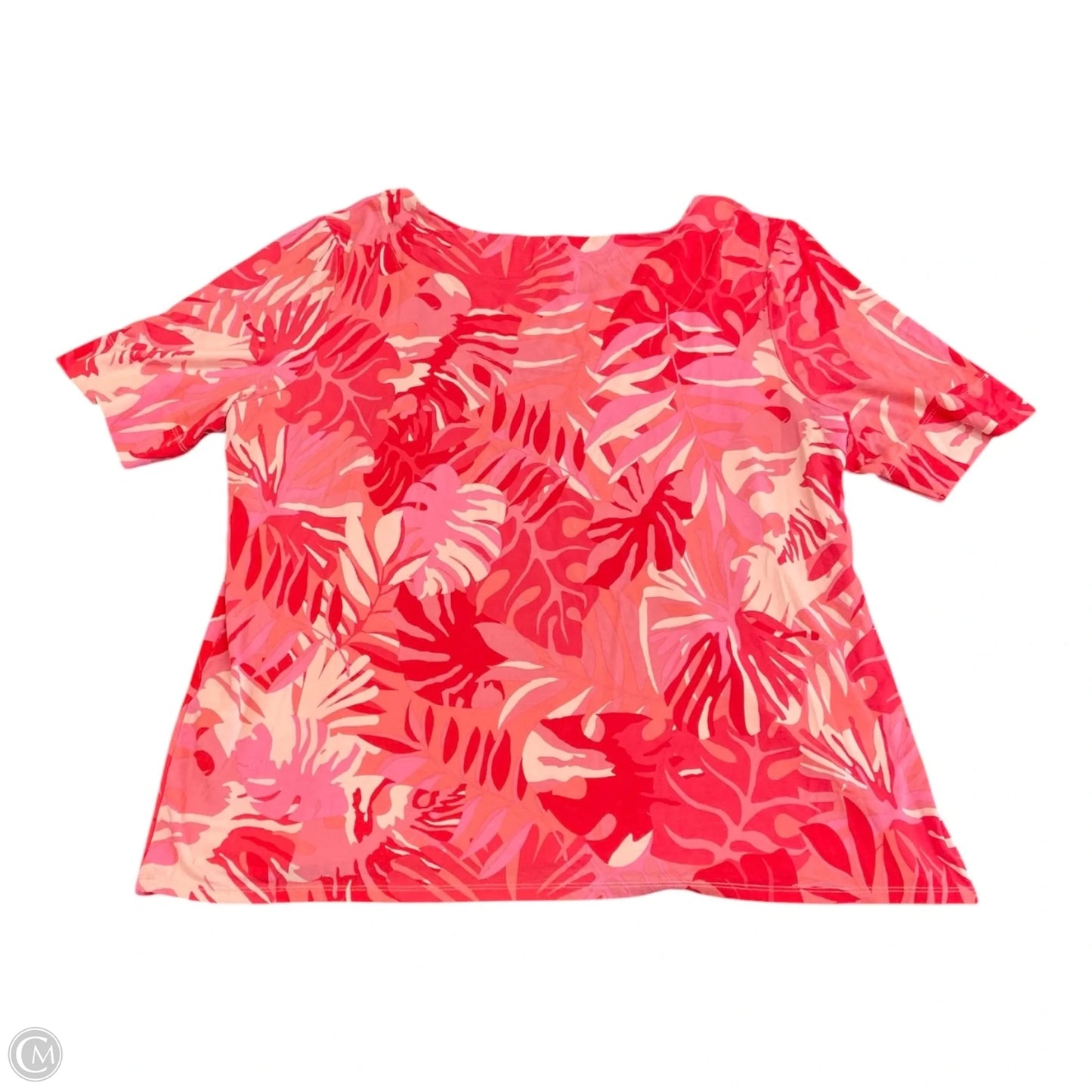 Top Short Sleeve By Chicos In Pink & Red, Size: Xxl