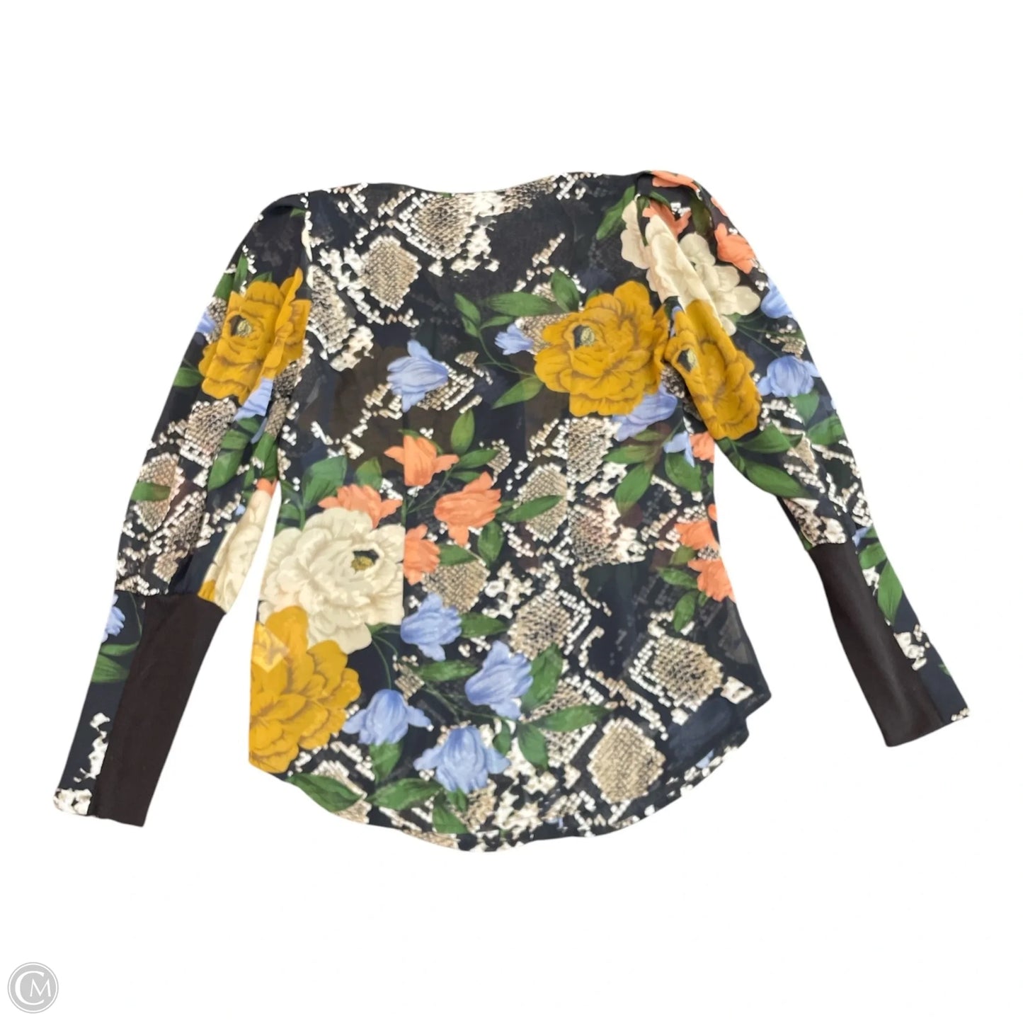 Blouse Long Sleeve By Cabi In Floral Print, Size: Xs