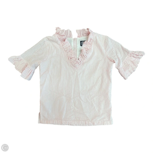 Top Short Sleeve By ELIZABETH WILSON In Pink & White, Size: S