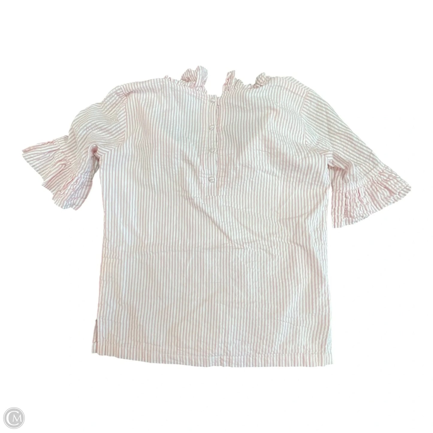 Top Short Sleeve By ELIZABETH WILSON In Pink & White, Size: S