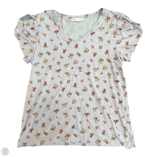 Top Short Sleeve By Lc Lauren Conrad In Blue & Pink, Size: L