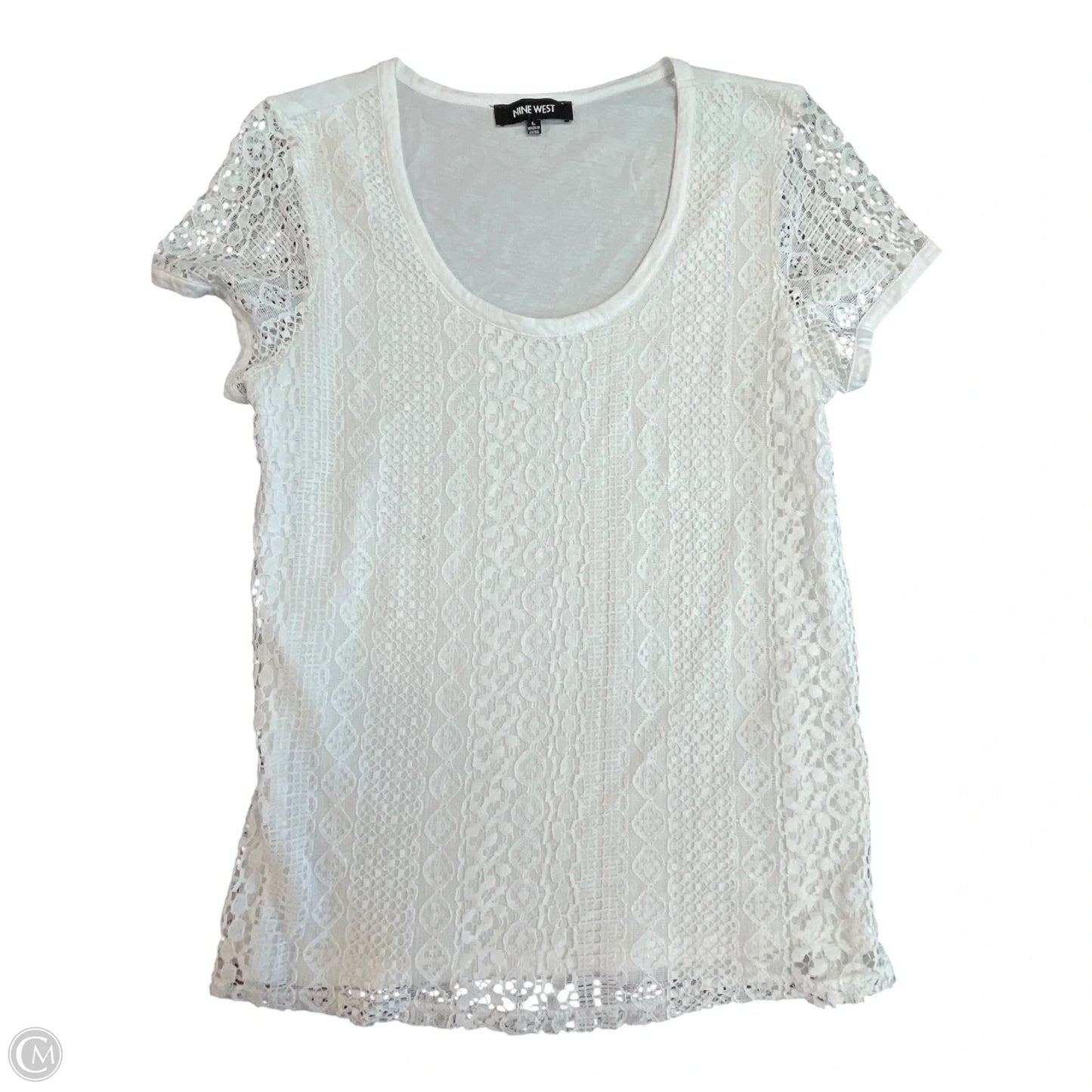 Top Short Sleeve By Nine West In White, Size: L