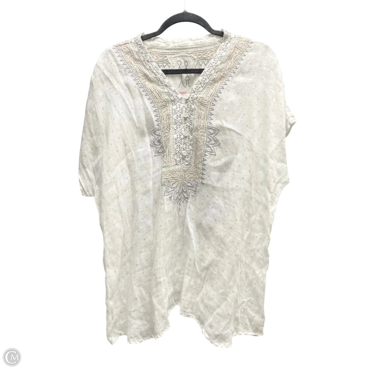 Top Short Sleeve Designer By Johnny Was In White, Size: S