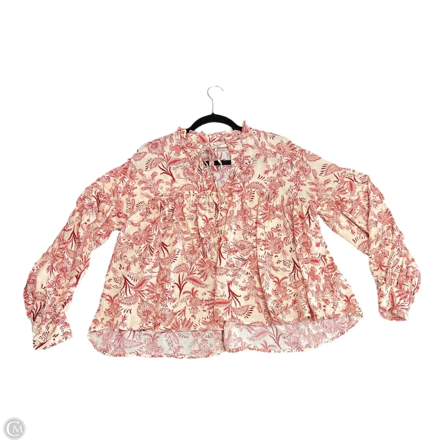 Top Long Sleeve By Anthropologie In Red & White, Size: S