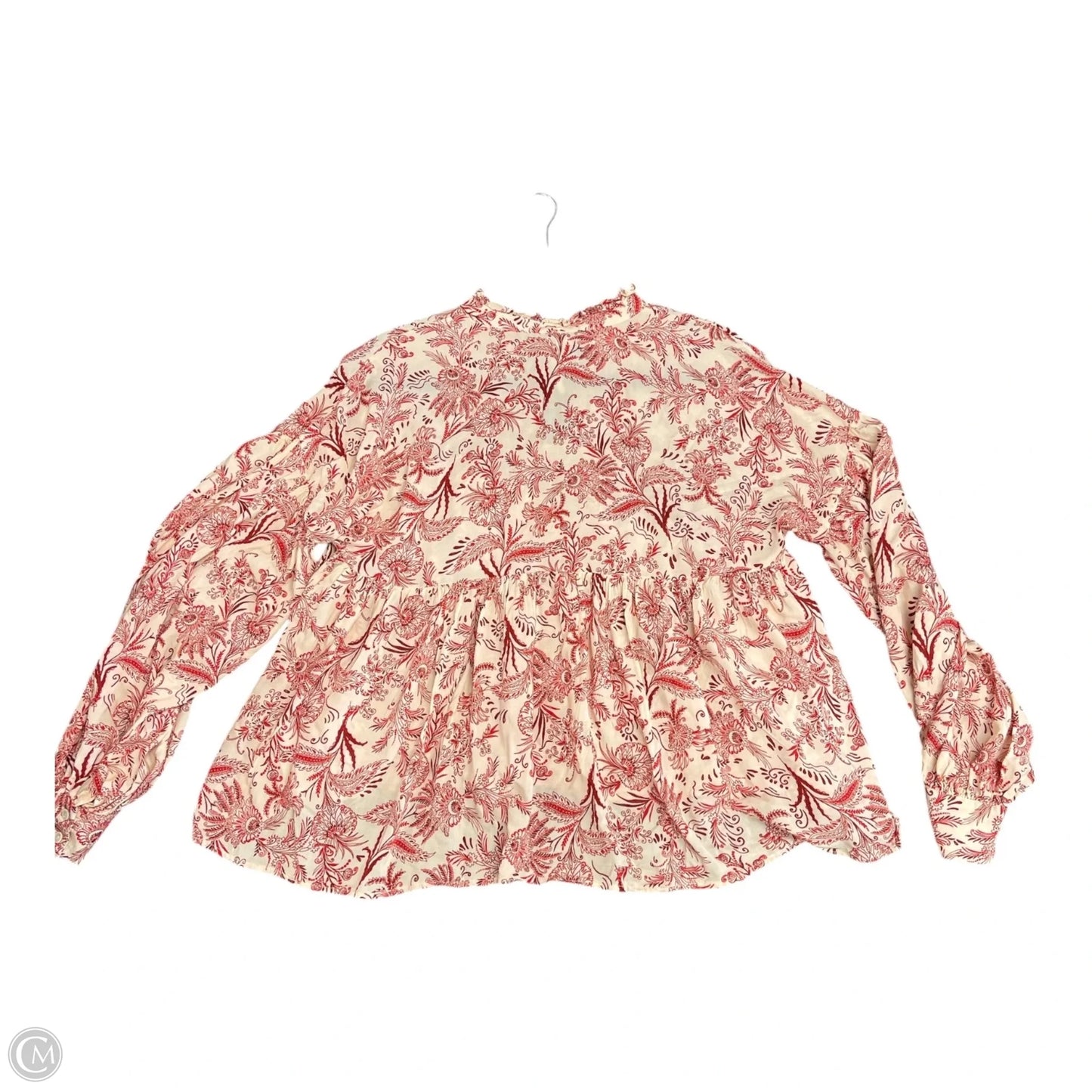 Top Long Sleeve By Anthropologie In Red & White, Size: S