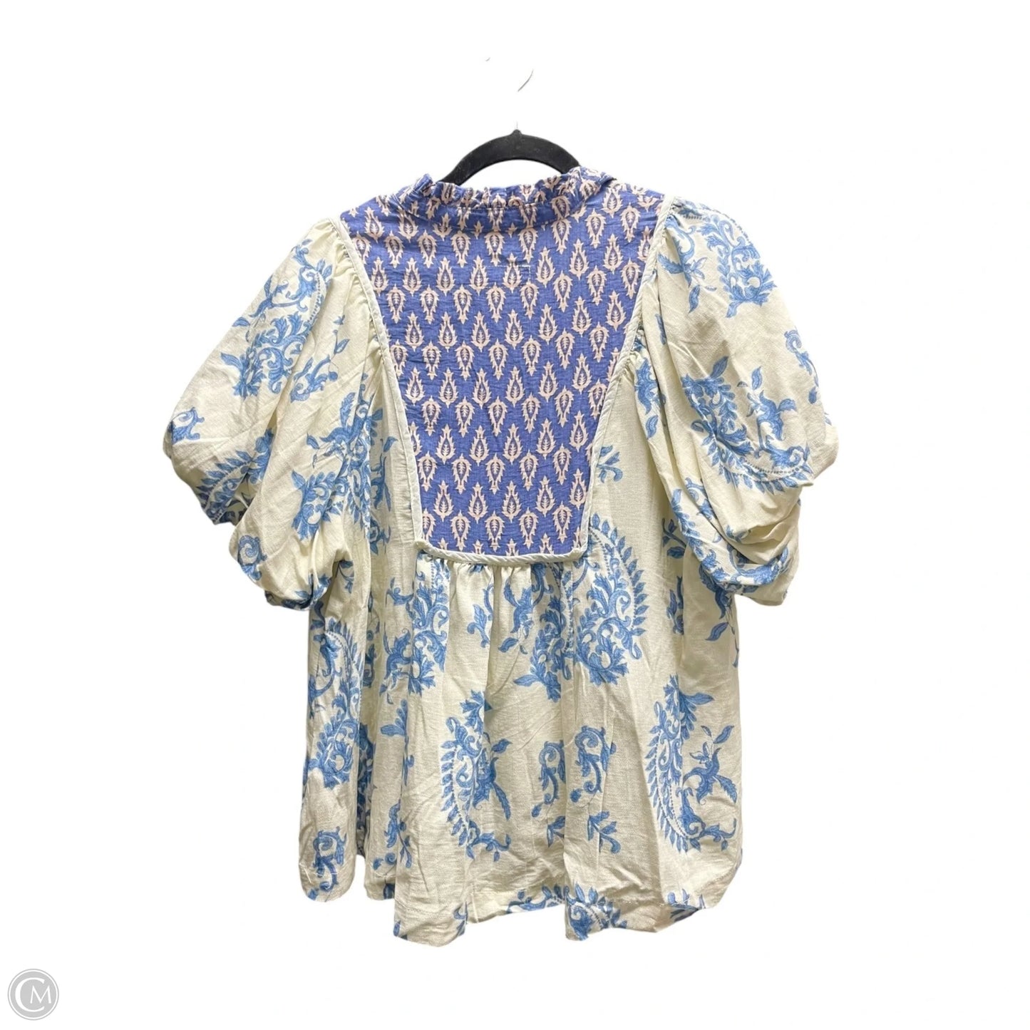 Top Short Sleeve By Umgee In Blue & White, Size: M