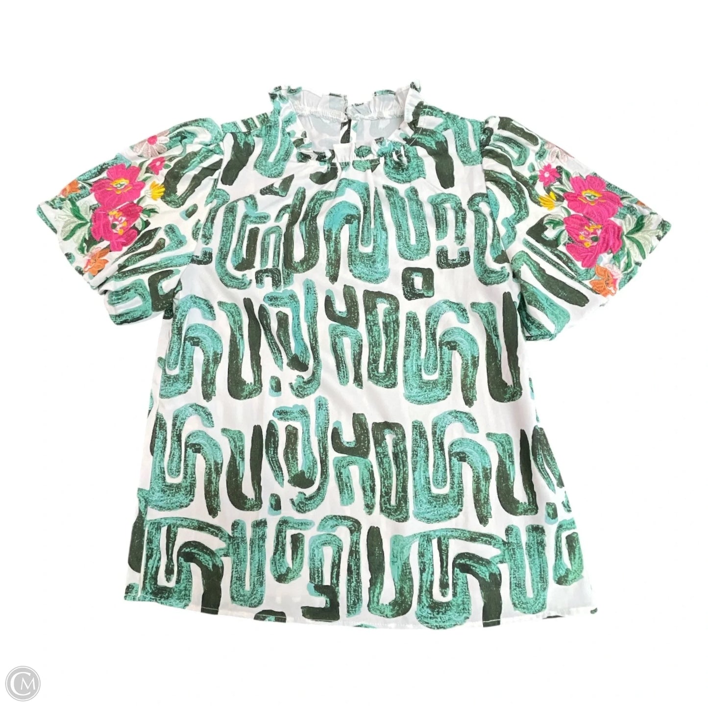 Top Short Sleeve By Clothes Mentor In Green & Pink, Size: M
