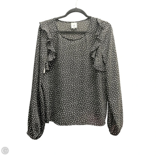 Blouse Long Sleeve By Cabi In Polkadot Pattern, Size: M