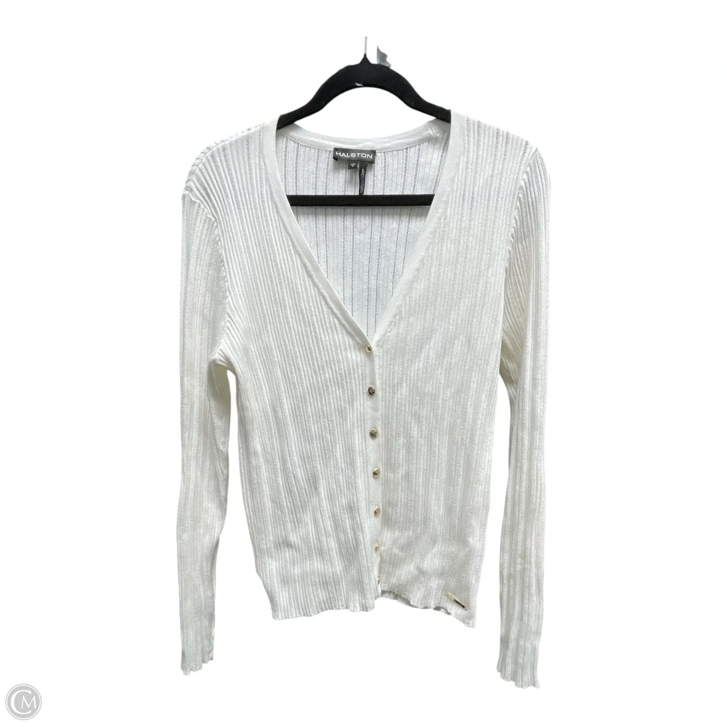 Cardigan Designer By Halston In White, Size: L