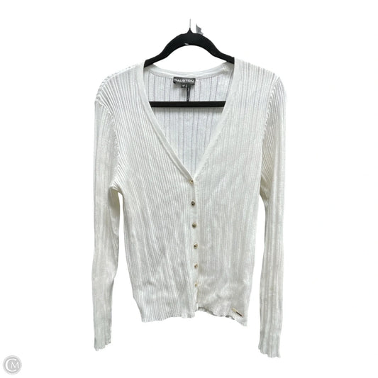 Cardigan Designer By Halston In White, Size: L