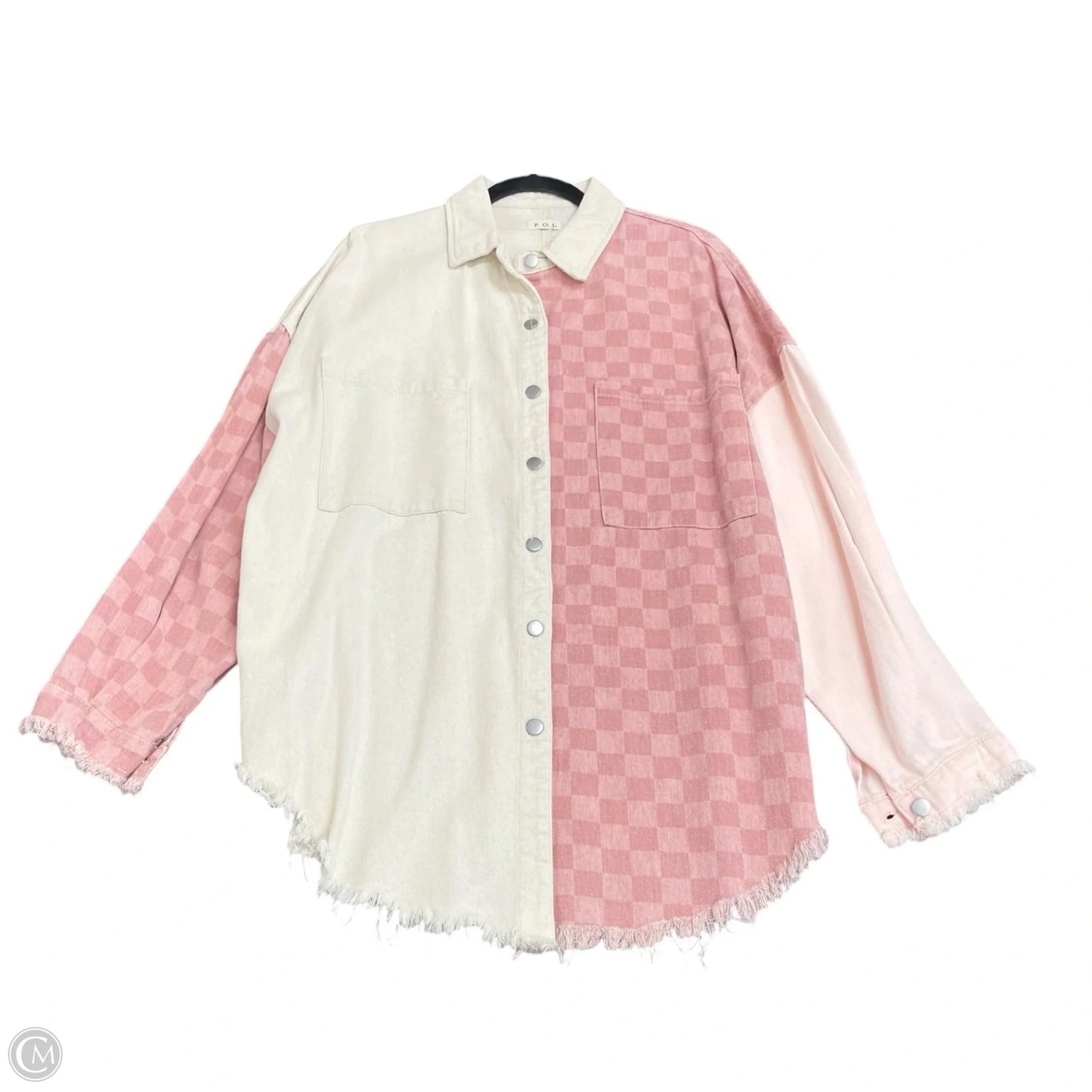 Jacket Denim By Pol In Pink & White, Size: M