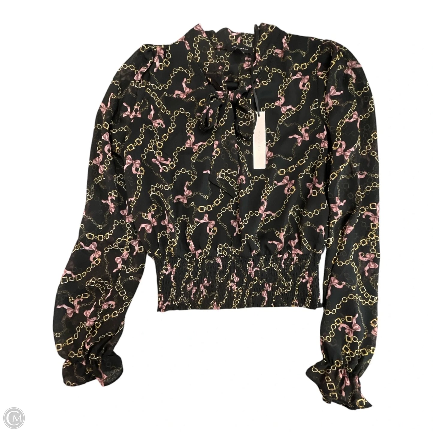 Top Long Sleeve By Tamara H In Black & Pink, Size: Xs