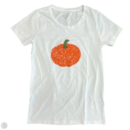 Top Short Sleeve Basic By J. Crew In Orange & White, Size: Xxs
