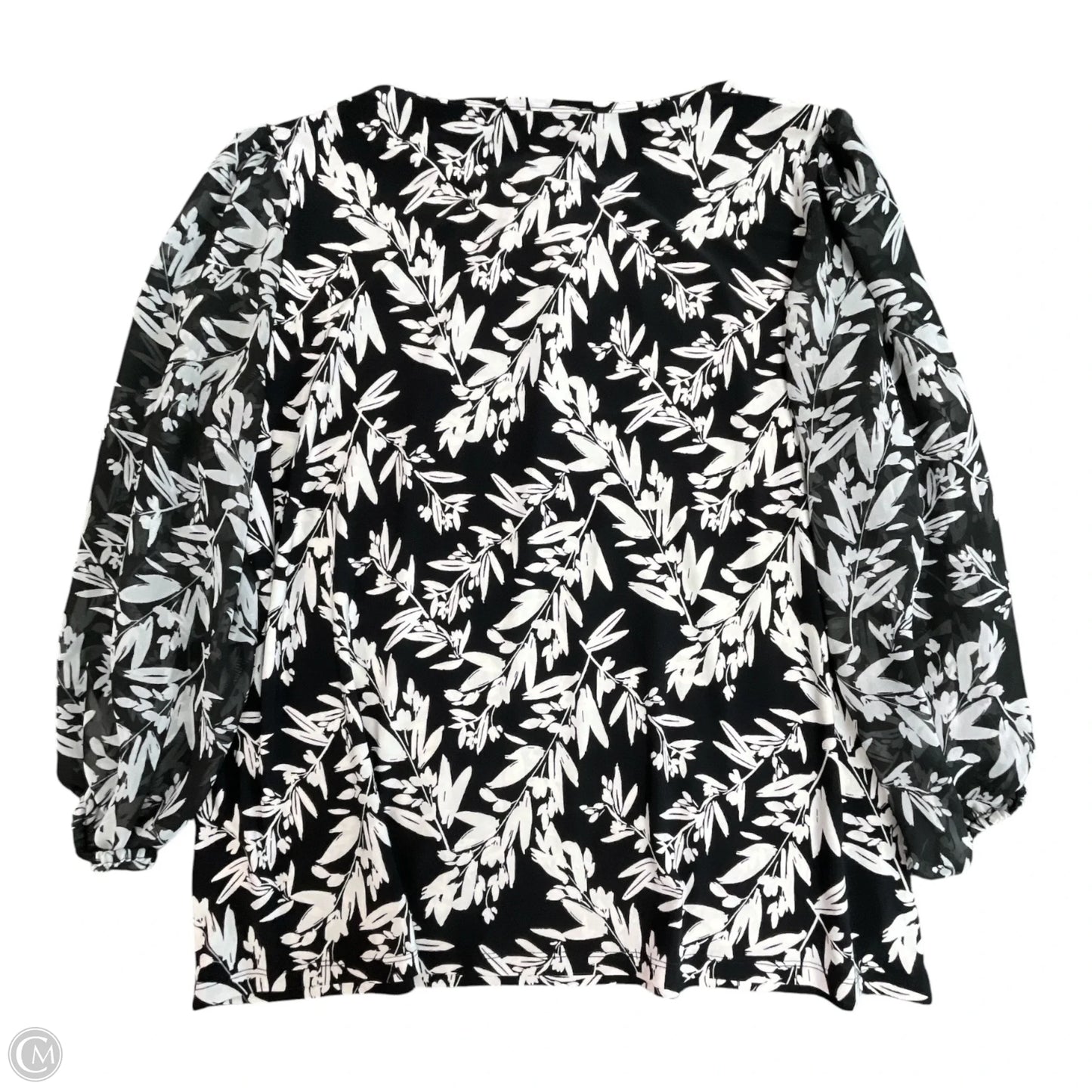 Top Long Sleeve By Kasper In Black & White, Size: Xl