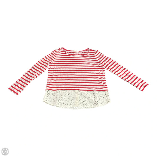 Top Long Sleeve Designer By Tory Burch In Red & White, Size: M
