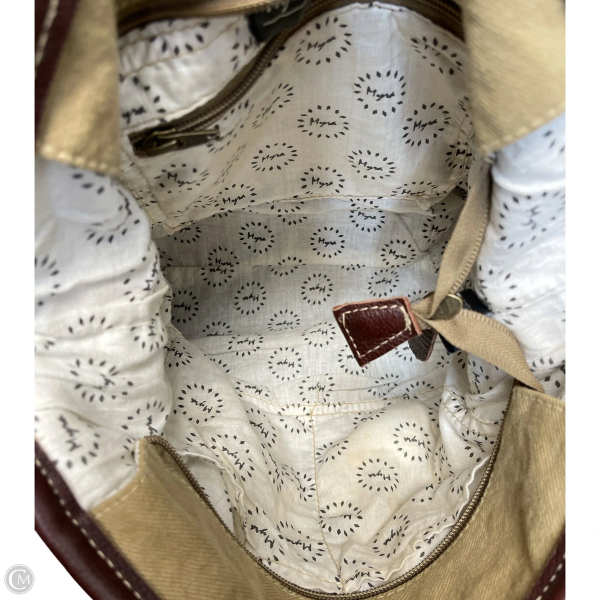 Handbag Leather By Myra, Size: Medium