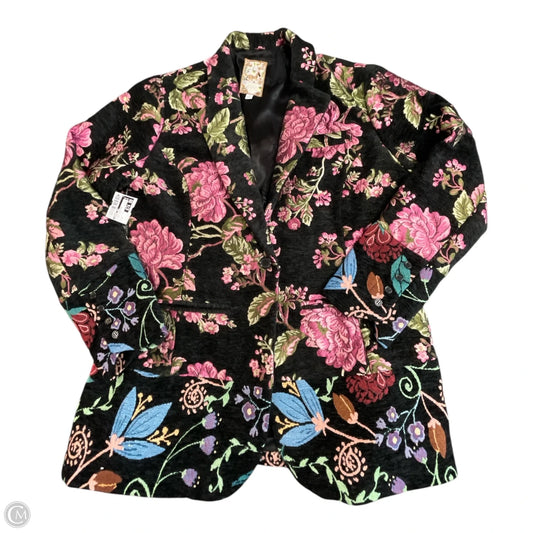 Blazer Designer By Johnny Was In Floral Print, Size: M